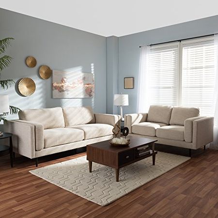 Baxton Studio Noa Light Beige Fabric Upholstered 2Piece Living Room Set