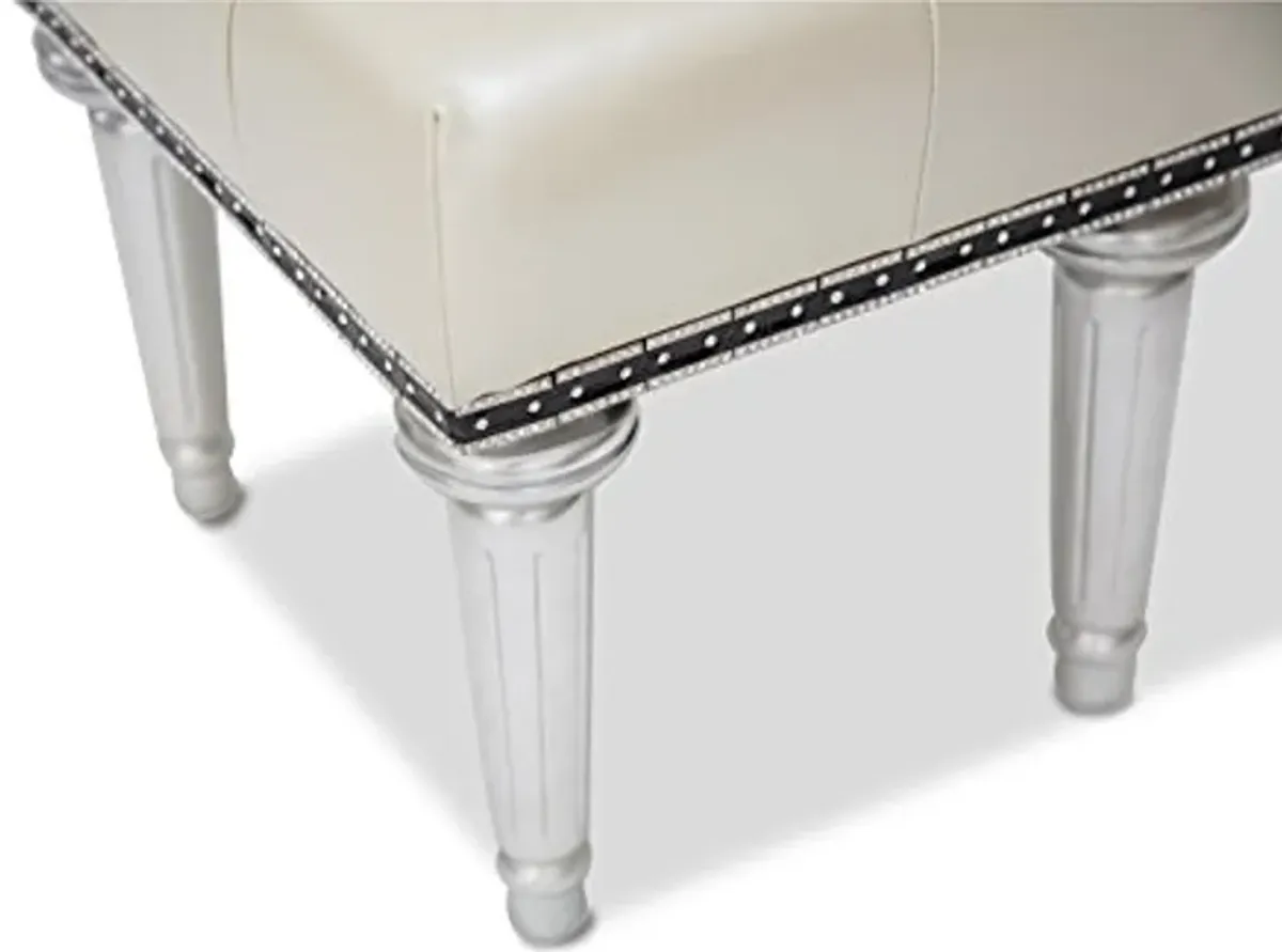 Michael Amini Hollywood Swank Vanity Bench, Creamy Pearl