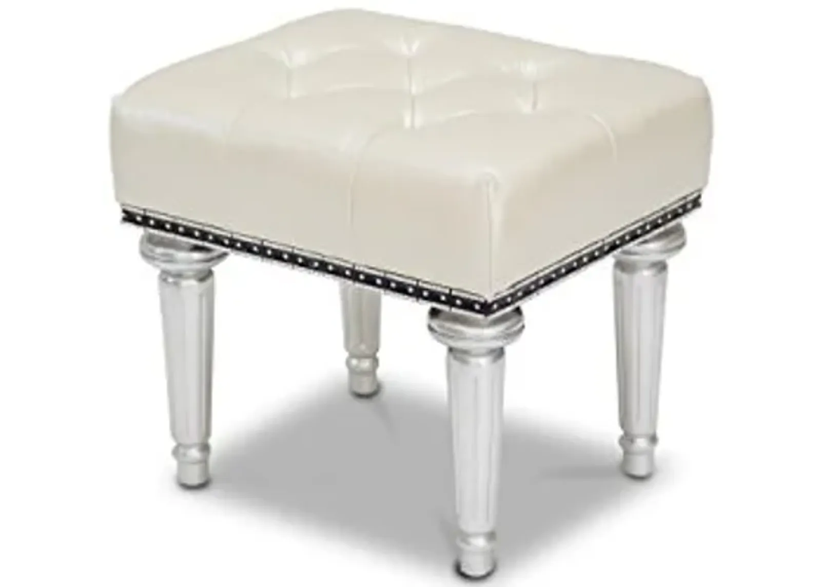 Michael Amini Hollywood Swank Vanity Bench, Creamy Pearl