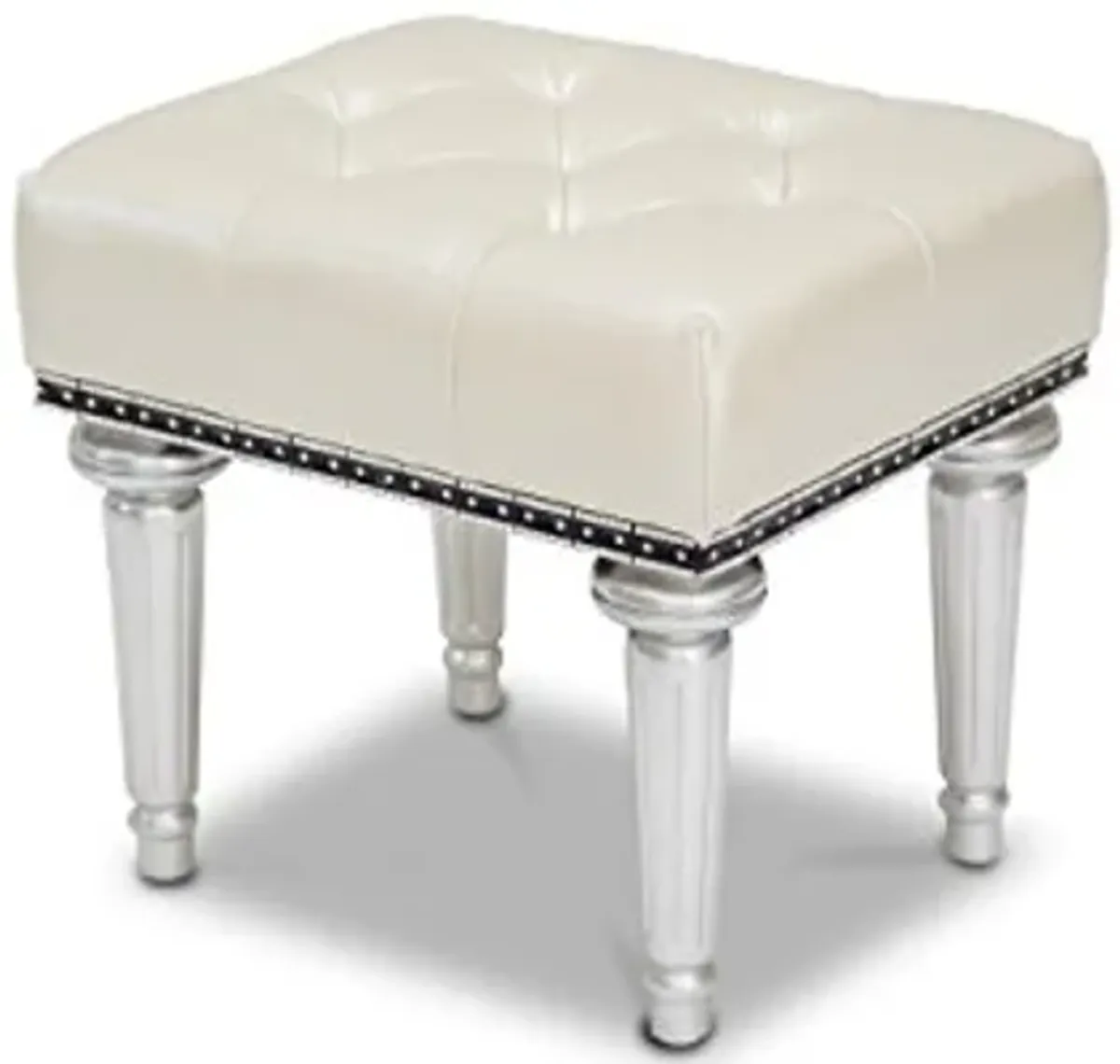 Michael Amini Hollywood Swank Vanity Bench, Creamy Pearl