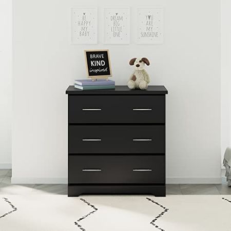 Storkcraft Brookside 3 Drawer Dresser (Black) – Baby and Kids Bedroom Organizer, Nursery Chest, Storage Dresser With Drawers, Universal Design
