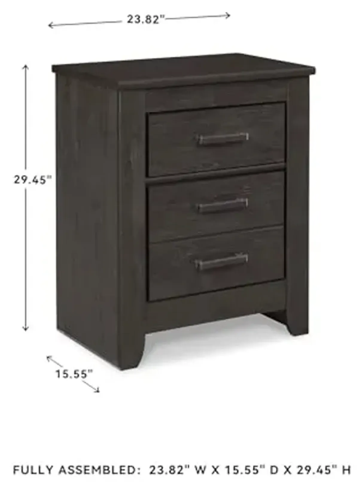 Signature Design by Ashley Brinxton Urban Contemporary 2 Drawer Nightstand, 29.45" Tall, Charcoal