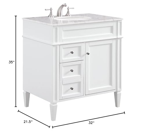 Elegant Decor VF-1024 Single Bathroom Vanity Set, 32", White/VF-1024