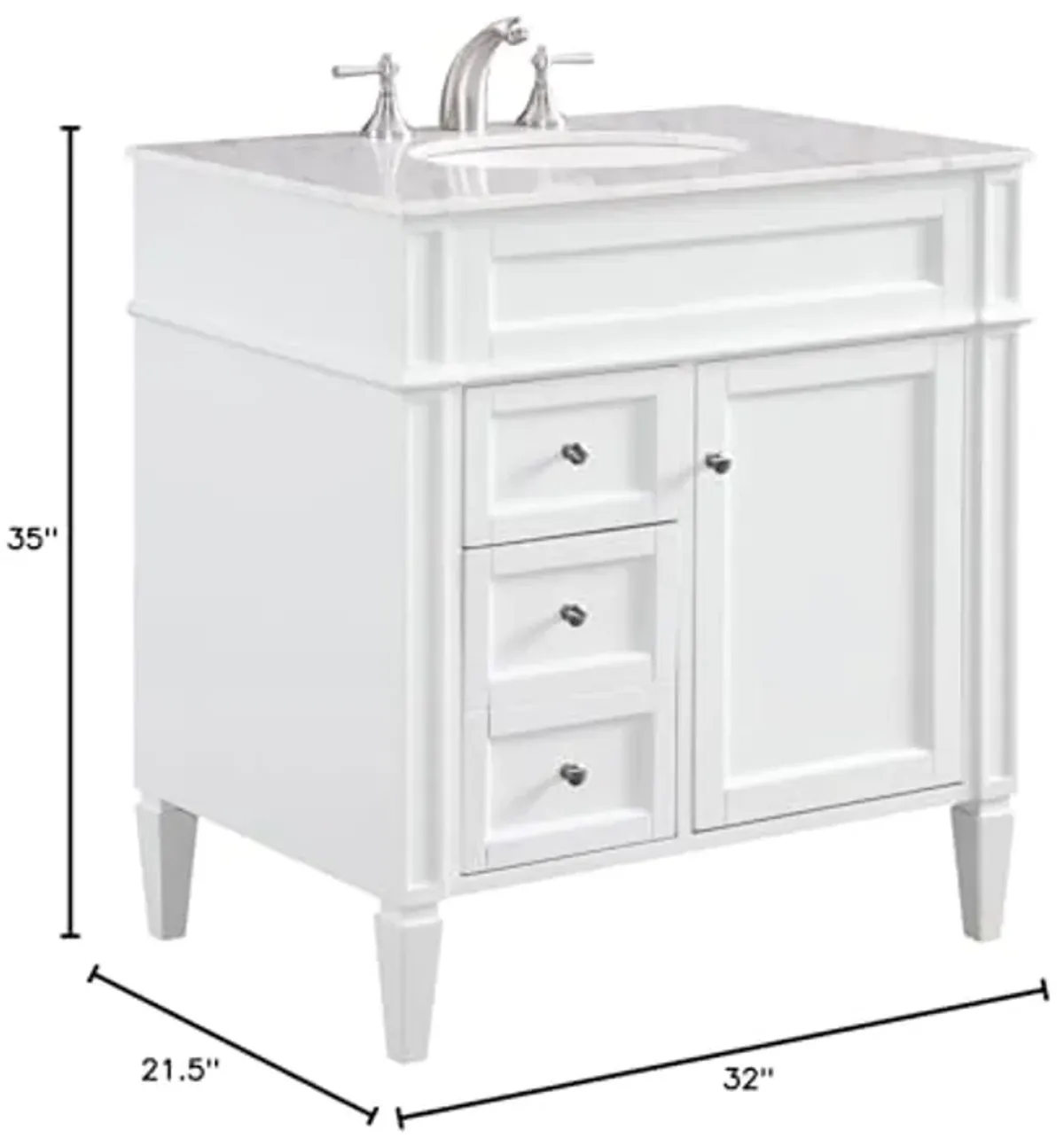 Elegant Decor VF-1024 Single Bathroom Vanity Set, 32", White/VF-1024