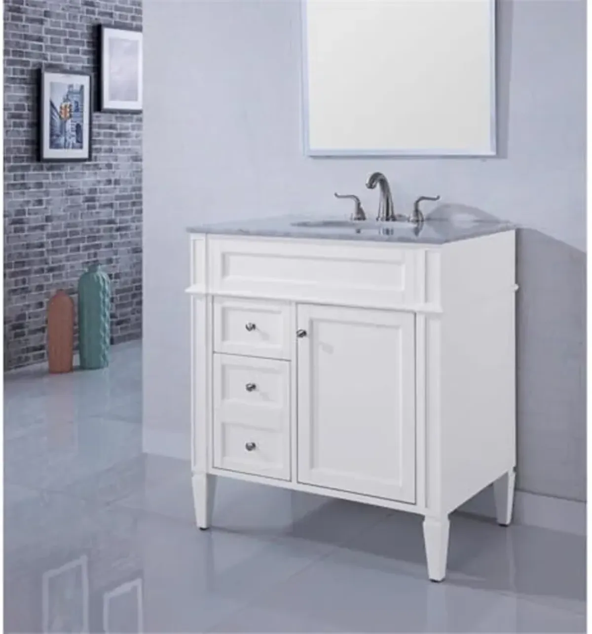 Elegant Decor VF-1024 Single Bathroom Vanity Set, 32", White/VF-1024