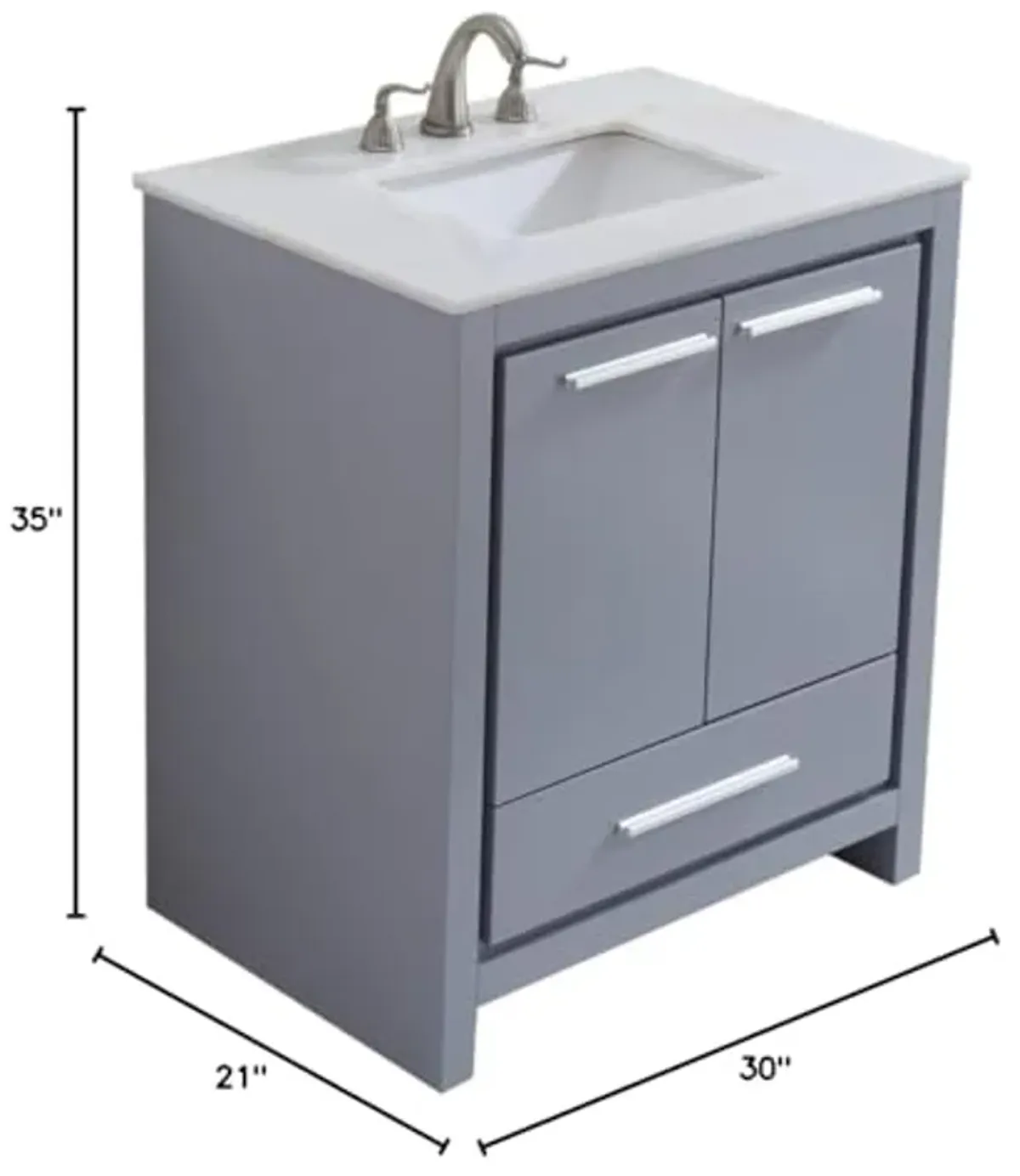 Elegant Decor VF-1028 Single Bathroom Vanity Set, 30", Grey/VF-1028