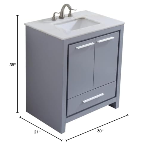 Elegant Decor VF-1028 Single Bathroom Vanity Set, 30", Grey/VF-1028