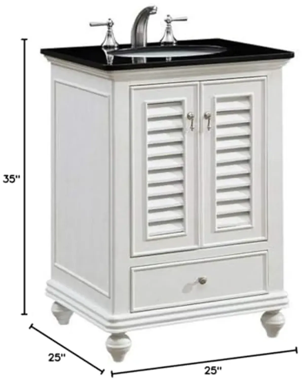 Elegant Decor VF-1022 Single Bathroom Vanity Set, 25", Antique White/VF-1022