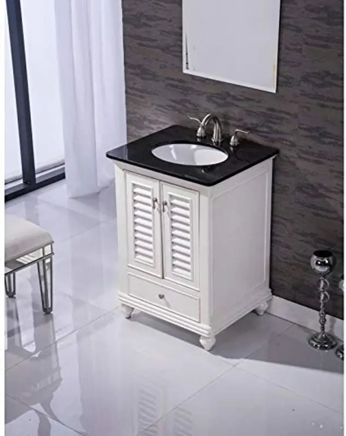 Elegant Decor VF-1022 Single Bathroom Vanity Set, 25", Antique White/VF-1022