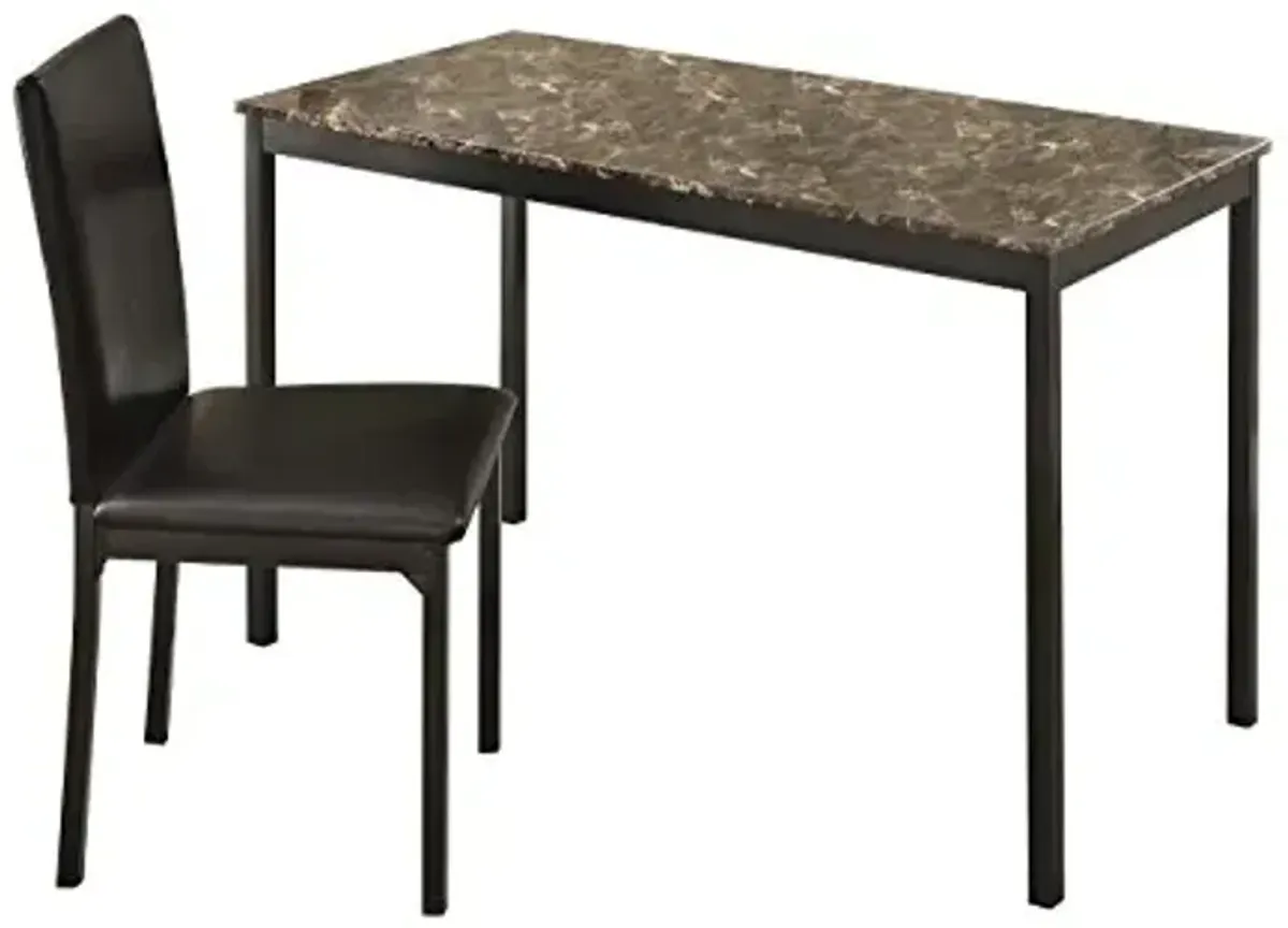 Homelegance Tempe Faux Marble Writing Desk with Chair, Brown