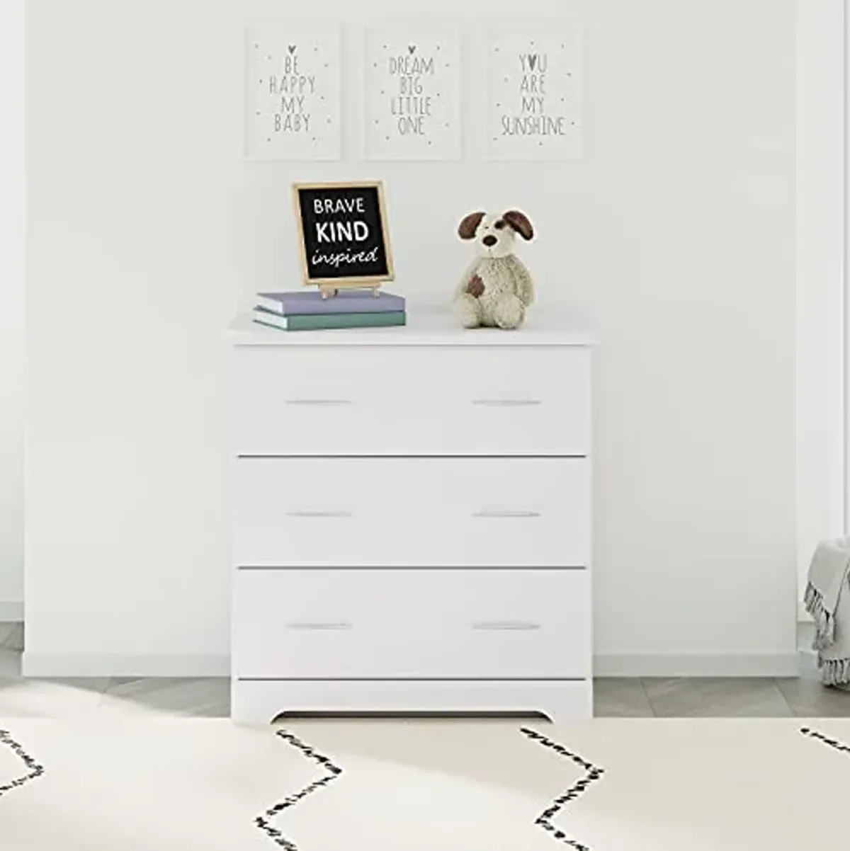 Storkcraft Brookside 3 Drawer Dresser (White) – Baby and Kids Bedroom Organizer, Nursery Chest, Storage Dresser With Drawers, Universal Design