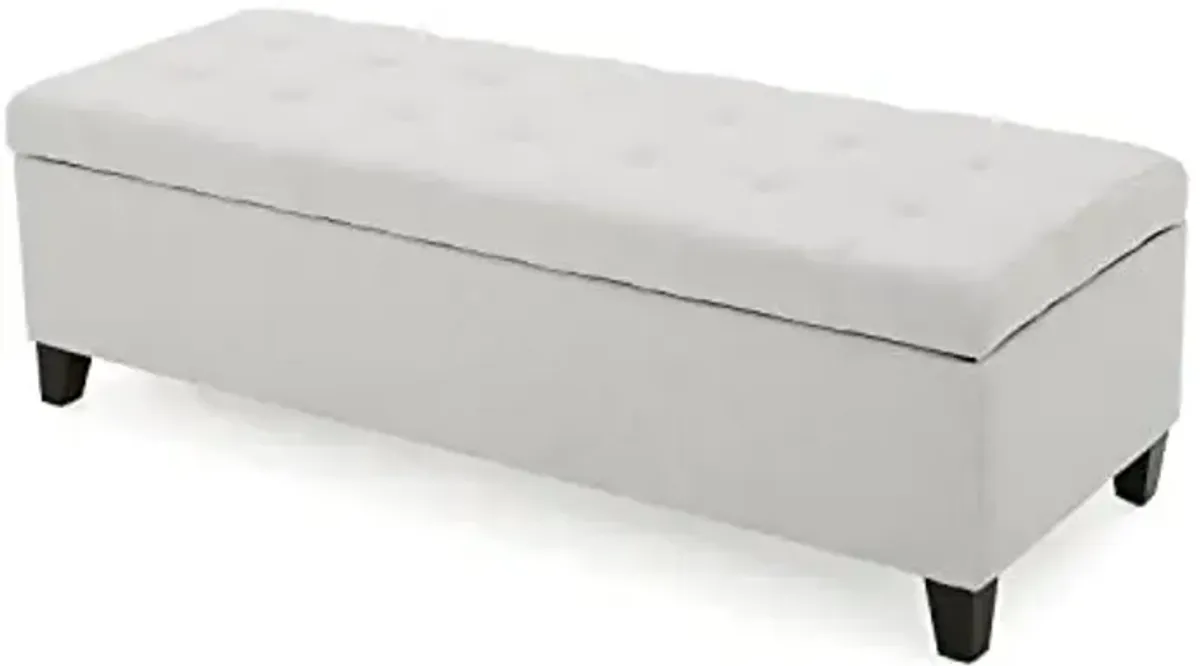 Christopher Knight Home Mission Fabric Storage Ottoman, Light Grey