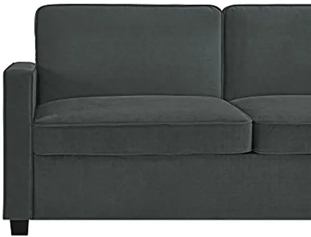 DHP Signature Sleep Casey Velvet Sofa with Memory Foam Mattress, Gray, Queen