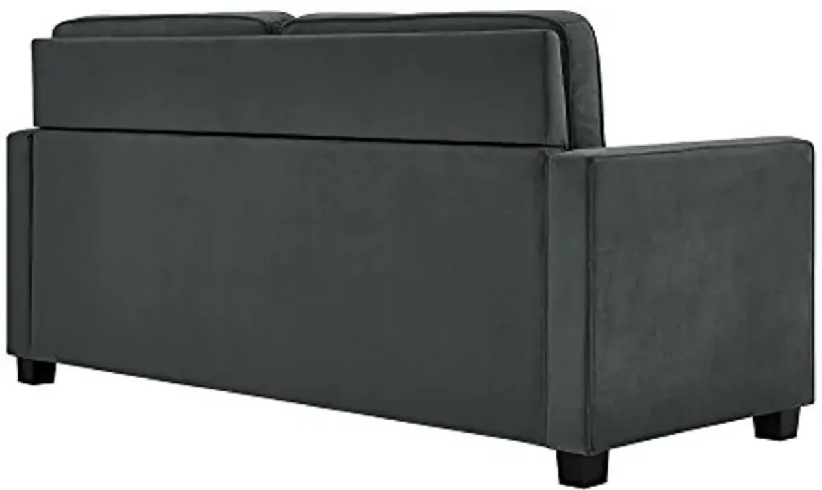 DHP Signature Sleep Casey Velvet Sofa with Memory Foam Mattress, Gray, Queen