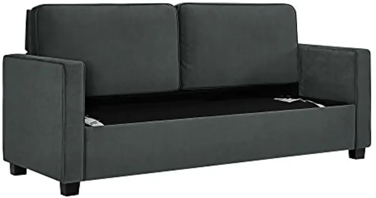 DHP Signature Sleep Casey Velvet Sofa with Memory Foam Mattress, Gray, Queen