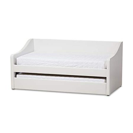 Baxton Studio Barnstorm Faux Leather Daybed with Trundle in White