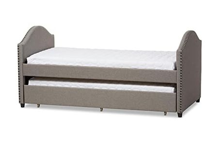 Baxton Studio Alessia Upholstered Daybed with Trundle in Gray