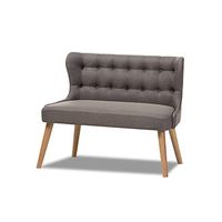 Baxton Studio Melody Tufted Wingback Loveseat in Gray and Light Brown
