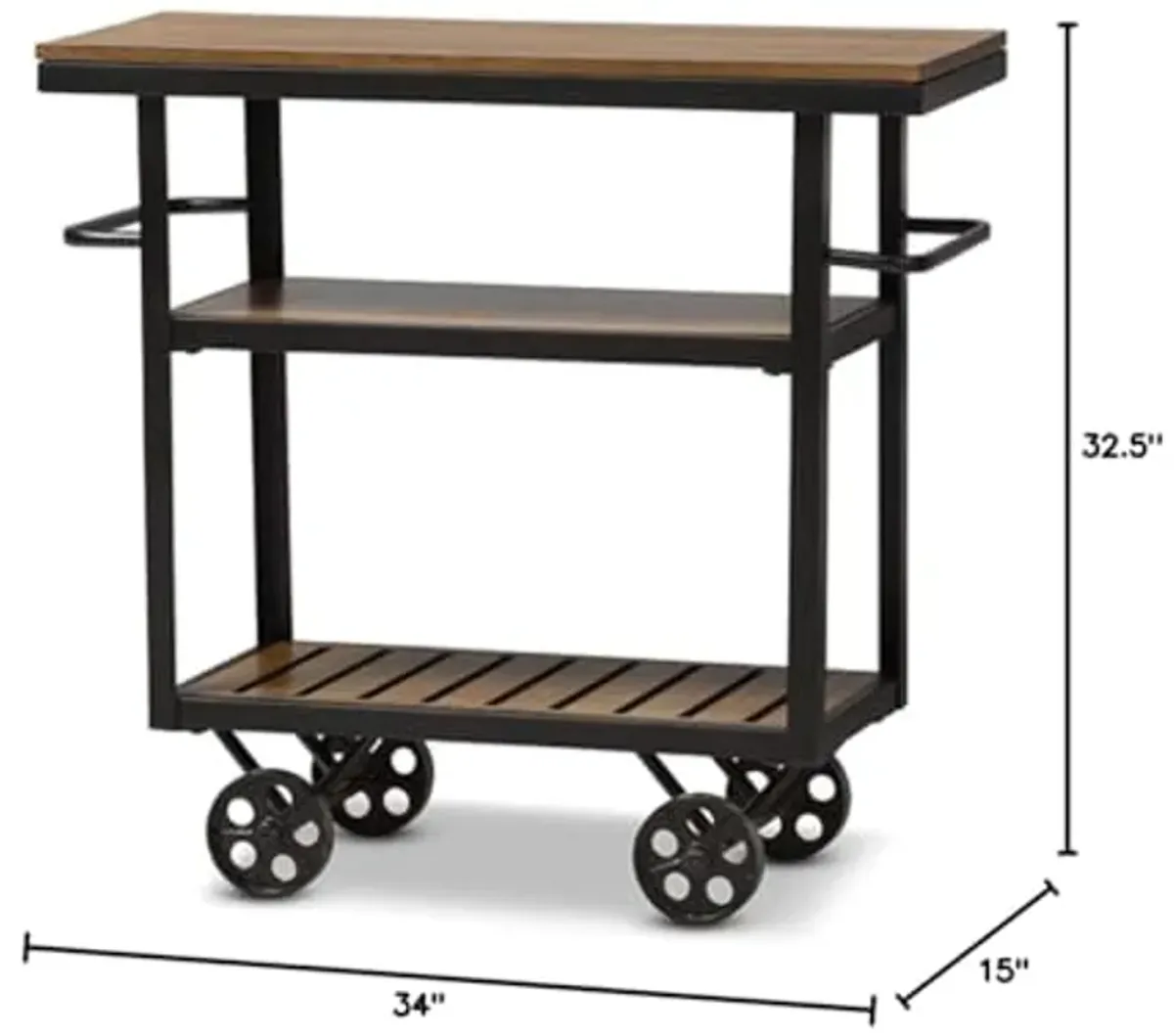 Baxton Studio Kennedy Rustic Industrial Style Mobile Serving Cart