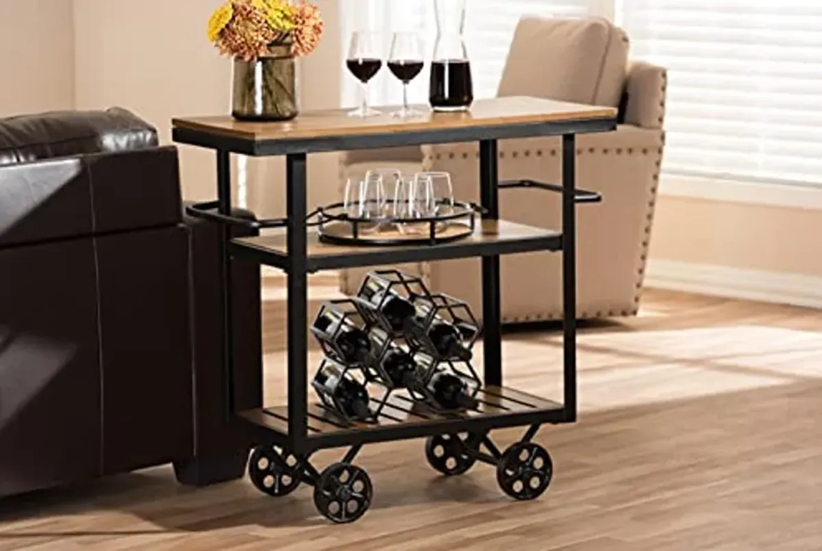 Baxton Studio Kennedy Rustic Industrial Style Mobile Serving Cart