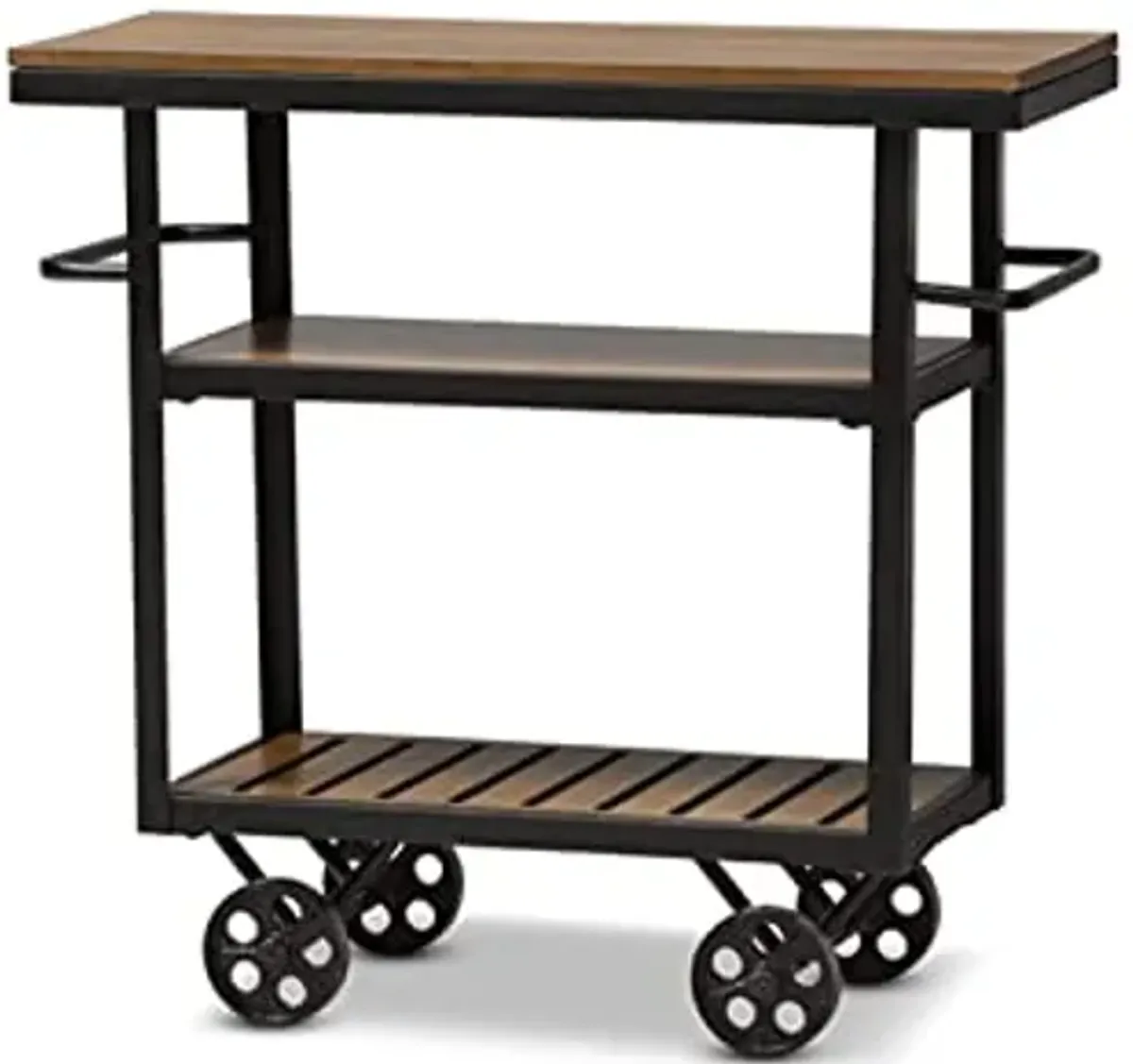 Baxton Studio Kennedy Rustic Industrial Style Mobile Serving Cart