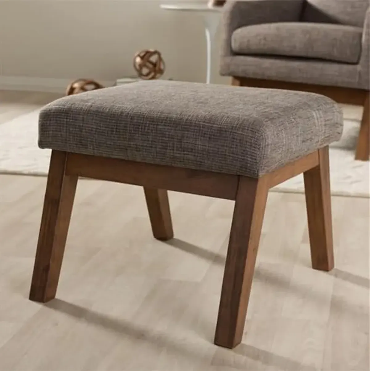 Baxton Studio Aberdeen Mid-Century Modern Upholstered Ottoman