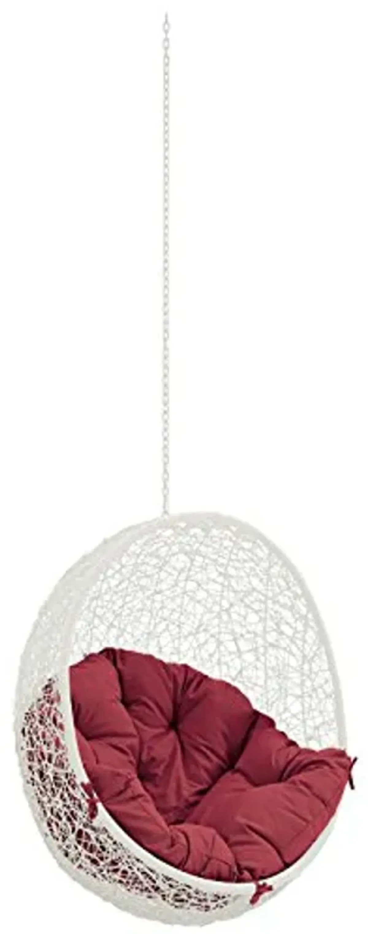 Modway EEI-2654-WHI-RED Hide Wicker Rattan Outdoor Patio with Hanging Steel Chain, Swing Chair Without Stand, Red