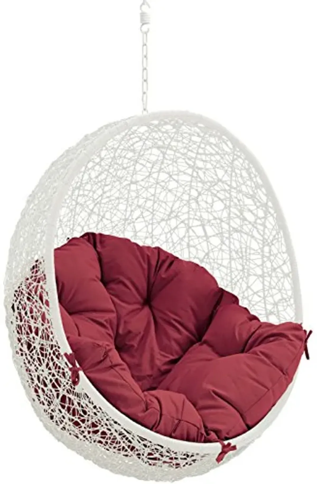 Modway EEI-2654-WHI-RED Hide Wicker Rattan Outdoor Patio with Hanging Steel Chain, Swing Chair Without Stand, Red