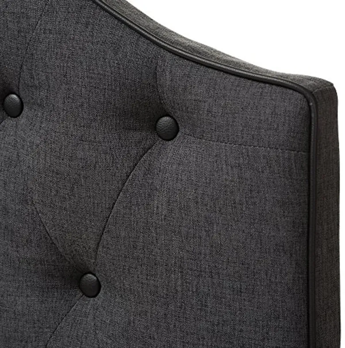 Baxton Studio Elaine Scalloped Buttoned Size Fabric Upholstered Headboard, Queen, Dark Grey