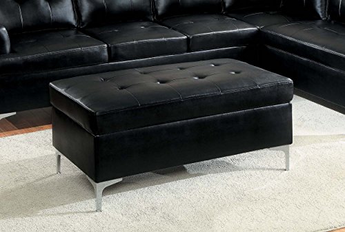 Homelegance Barrington 42" x 25" PU Leather Accent Ottoman, Black