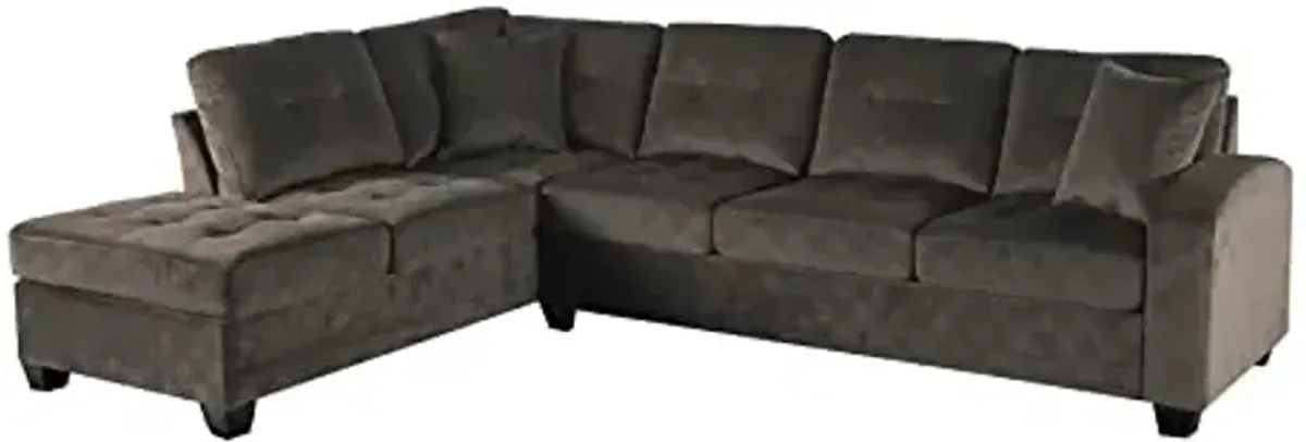 Homelegance Emilio 3-Piece Reversible Sectional with Ottoman - Chocolate