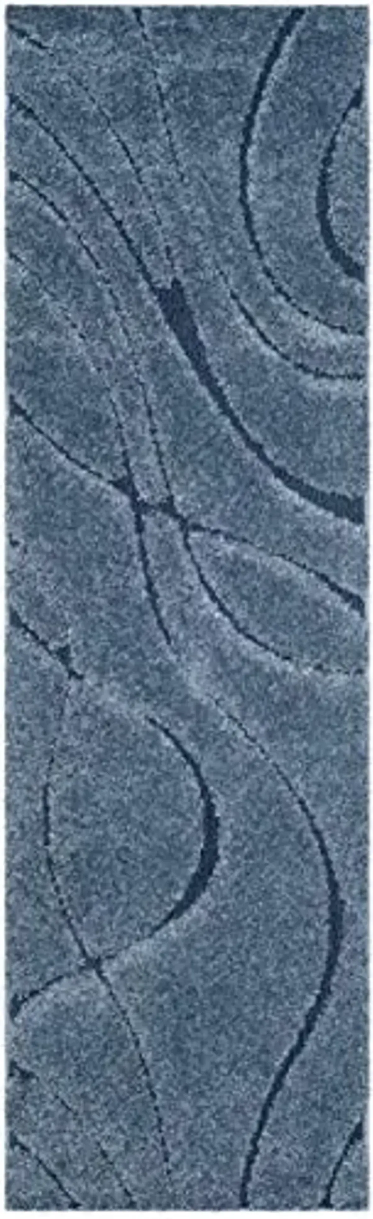 SAFAVIEH Florida Shag Collection Runner Rug - 2'3" x 7', Light Blue & Blue, Non-Shedding & Easy Care, 1.2-inch Thick Ideal for High Traffic Areas in Living Room, Bedroom (SG471-6065)