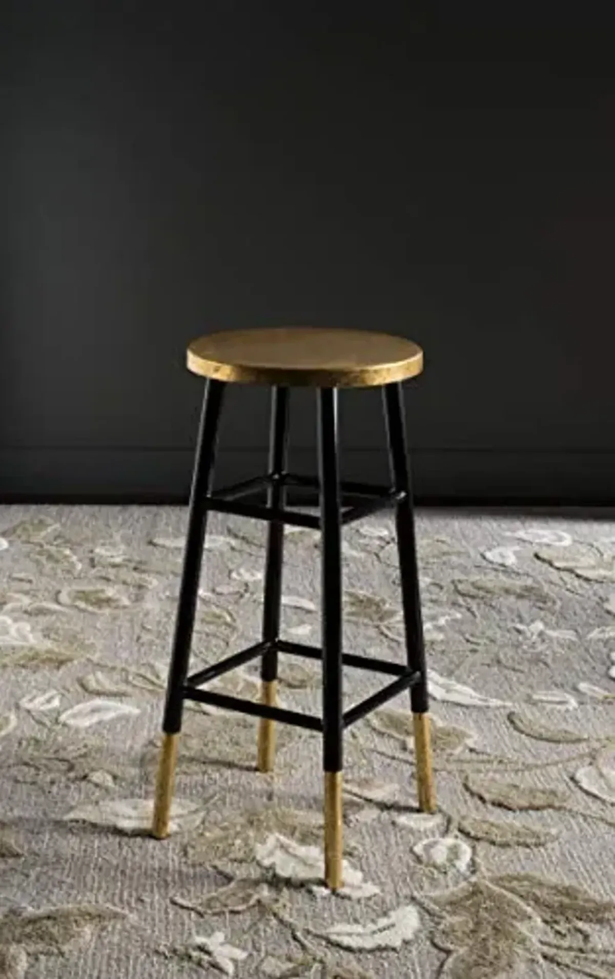 Safavieh Home Collection Emery Black and Dipped Gold Leaf 30-inch Barstool