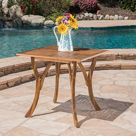 Christopher Knight Home Hermosa Acacia Wood Square Table, Teak Finish