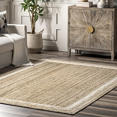 nuLOOM Rikki Coastal Braided Jute Area Rug, 8' Round, Offwhite