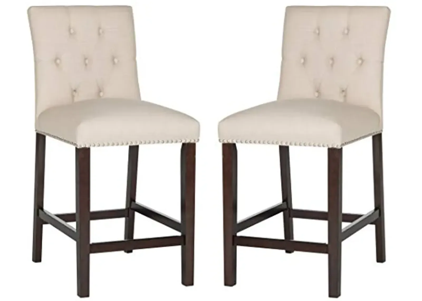 Safavieh Home Collection Norah Beige and Espresso Counter Stool (Set of 2)