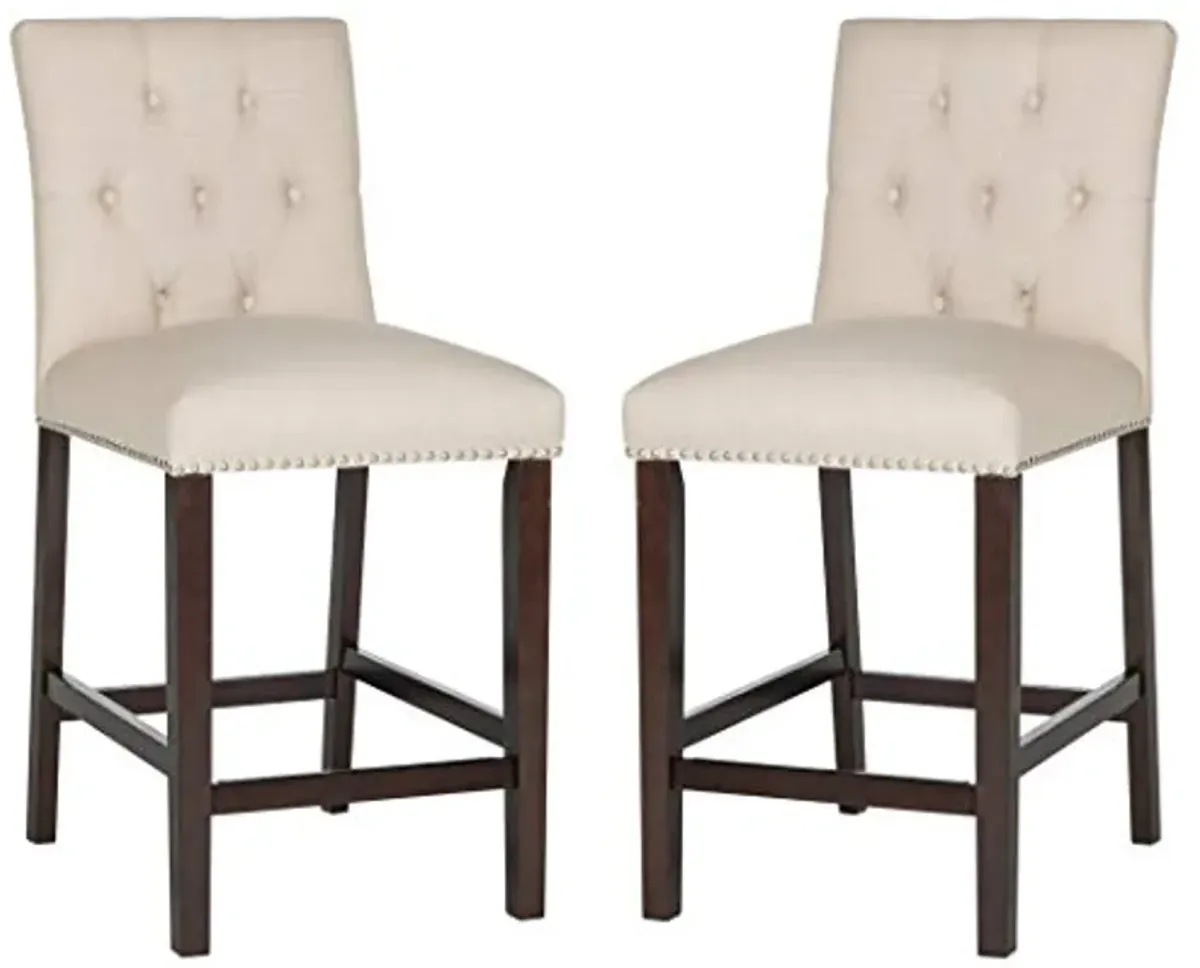 Safavieh Home Collection Norah Beige and Espresso Counter Stool (Set of 2)