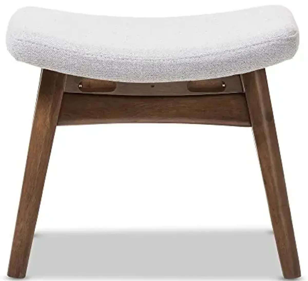 Baxton Studio Naudia Mid-Century Modern Light Grey Fabric Upholstered Ottoman, Grey/Walnut Brown