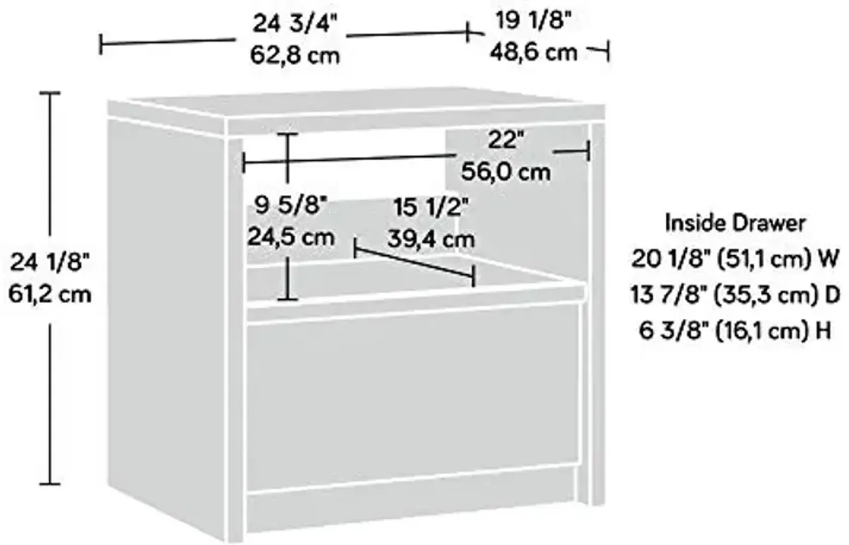 Sauder Harvey Park Night Stand with Easy Gliding Drawer, Walnut Bedside Table - Grand Walnut Finish