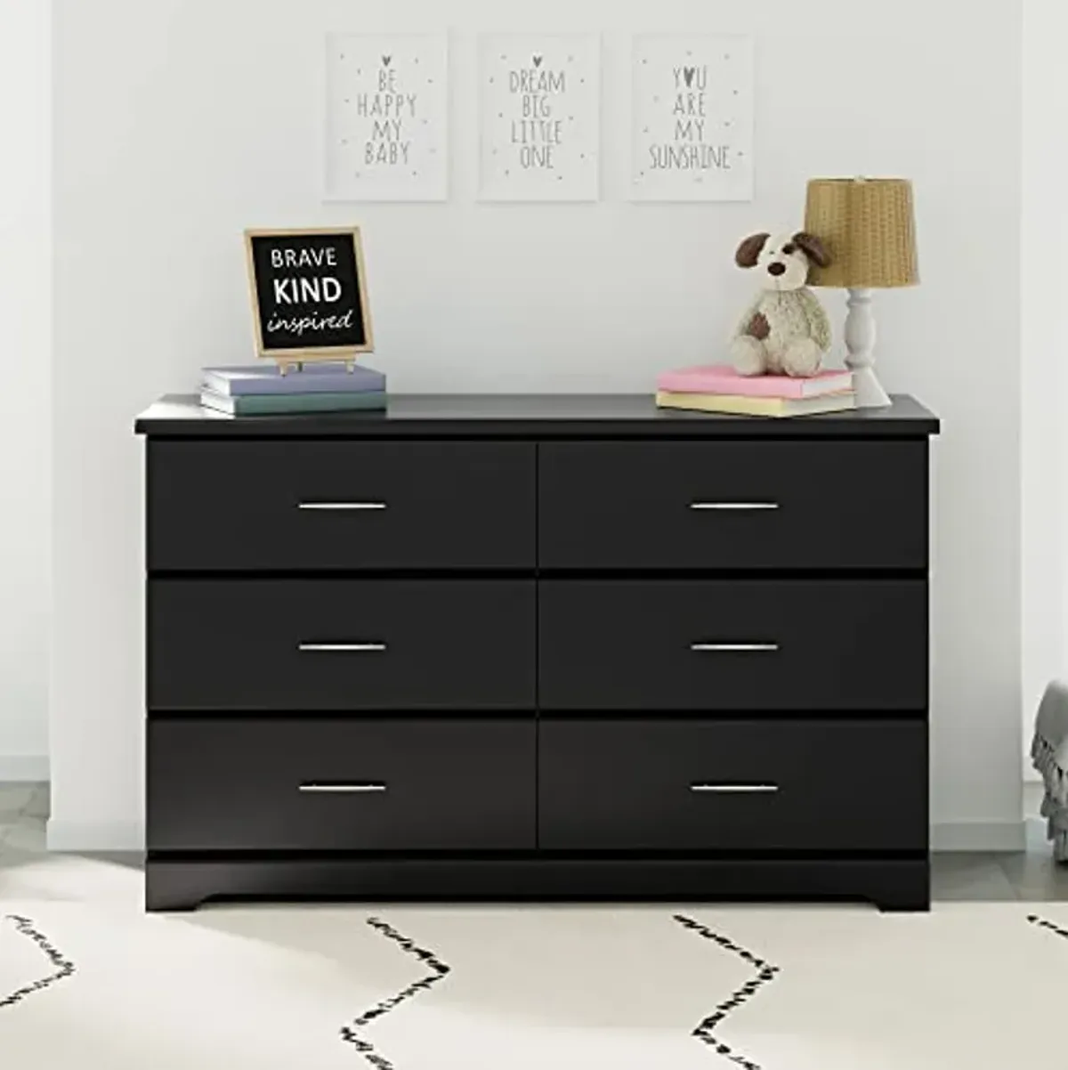 Storkcraft Brookside 6 Drawer Double Dresser (Black) – GREENGUARD Gold Certified, For Nursery, Kids Organizer, Chest of Drawers