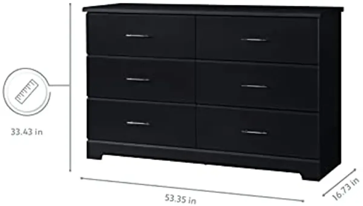 Storkcraft Brookside 6 Drawer Double Dresser (Black) – GREENGUARD Gold Certified, For Nursery, Kids Organizer, Chest of Drawers