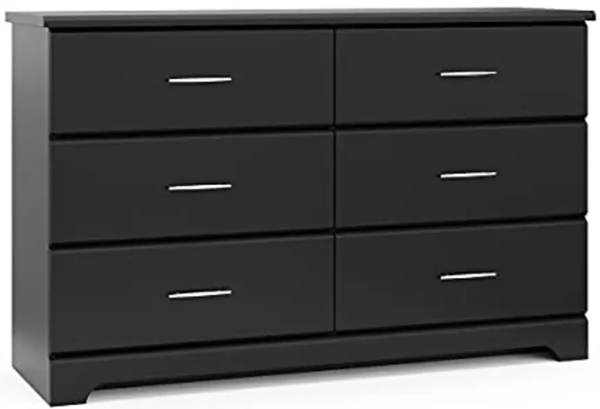 Storkcraft Brookside 6 Drawer Double Dresser (Black) – GREENGUARD Gold Certified, For Nursery, Kids Organizer, Chest of Drawers