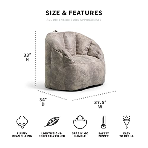 Big Joe Milano Large Bean Bag Chair, Cement Blazer, 3.5ft Big