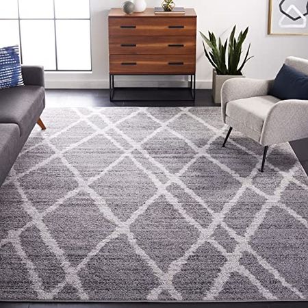 SAFAVIEH Adirondack Collection 9' x 12' Ivory / Silver ADR128B Modern Moroccan Non-Shedding Living Room Bedroom Dining Home Office Area Rug