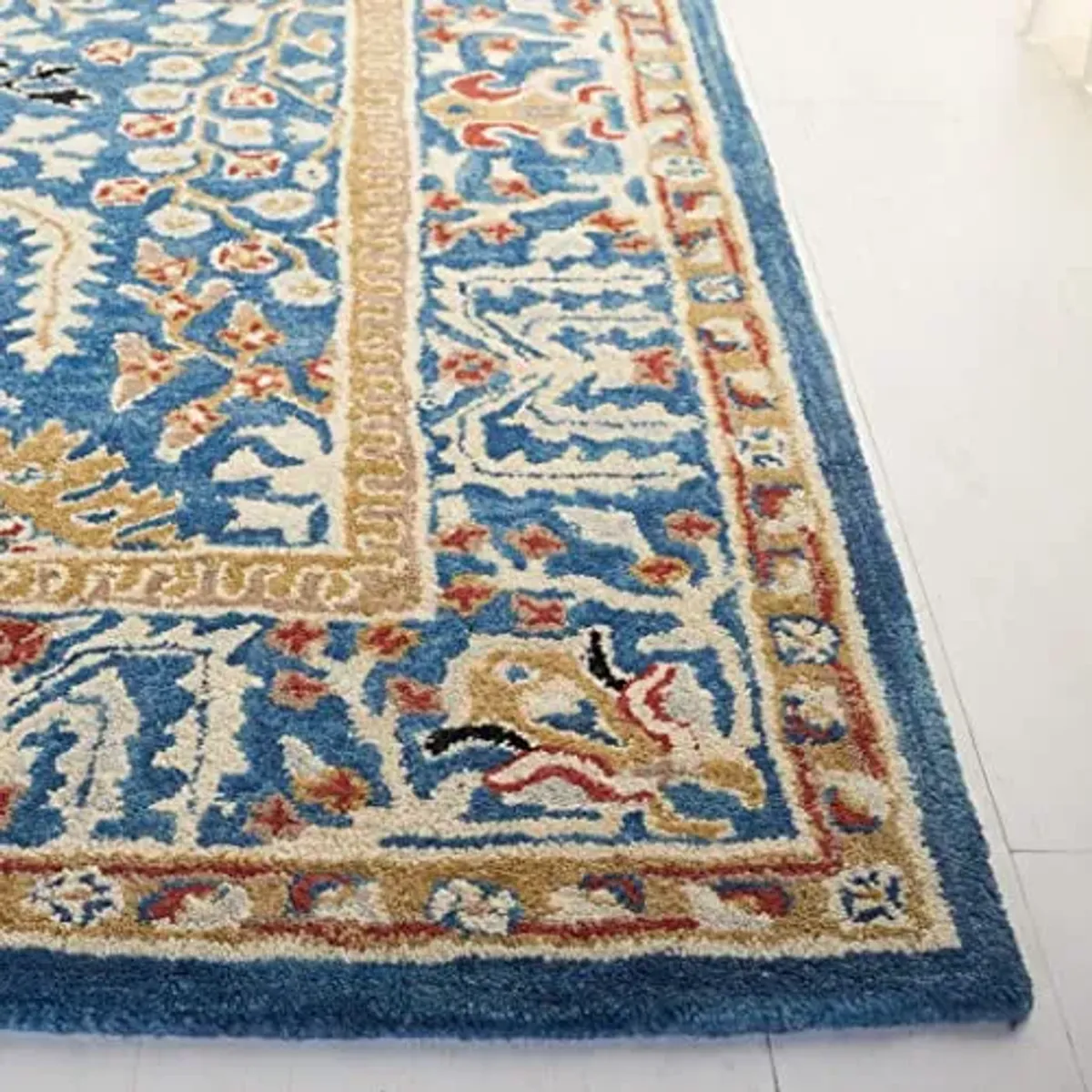 SAFAVIEH Antiquity Collection 2' x 3' Dark Blue/Multi AT64B Handmade Traditional Oriental Premium Wool Accent Rug