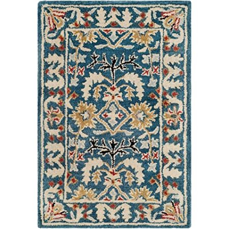 SAFAVIEH Antiquity Collection 2' x 3' Dark Blue/Multi AT64B Handmade Traditional Oriental Premium Wool Accent Rug