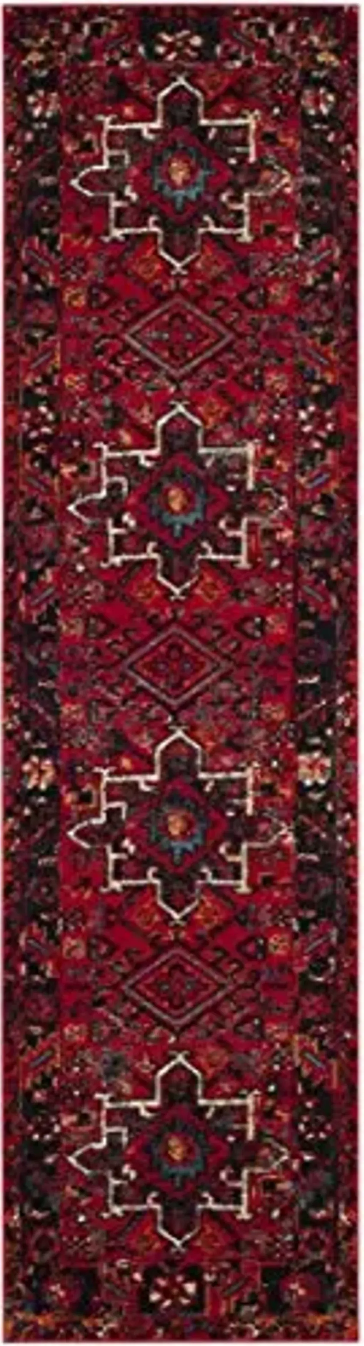 SAFAVIEH Vintage Hamadan Collection Runner Rug - 2'3" x 12', Red & Multi, Traditional Persian Design, Non-Shedding & Easy to Clean, Ideal for Hallway, Foyer, Entryway, Bedroom (VTH211A)
