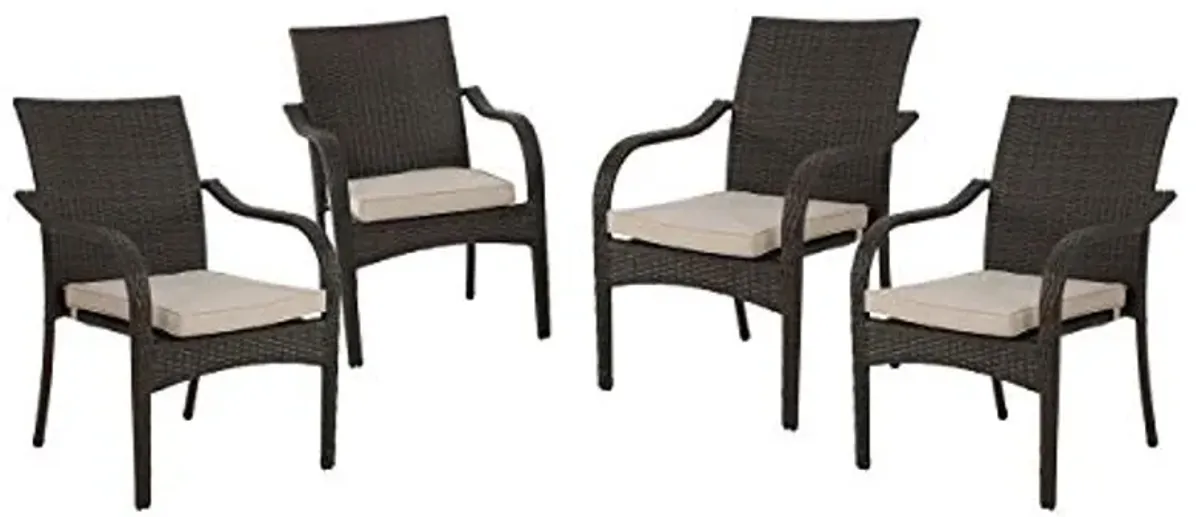 Christopher Knight Home San Pico Wicker Stacking Chairs, 4-Pcs Set, Multibrown / Textured Beige