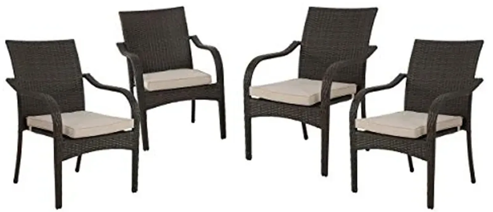 Christopher Knight Home San Pico Wicker Stacking Chairs, 4-Pcs Set, Multibrown / Textured Beige