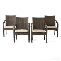 Christopher Knight Home San Pico Wicker Stacking Chairs, 4-Pcs Set, Multibrown / Textured Beige